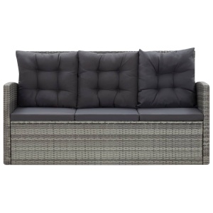 Set mobilier de exterior cu perne, 5 piese, gri, poliratan - Img 6
