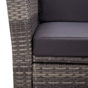 Set mobilier de exterior cu perne, 5 piese, gri, poliratan - Img 11