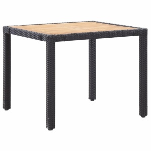 Set mobilier de exterior cu perne, 5 piese, negru, poliratan - Img 2