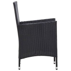 Set mobilier de exterior cu perne, 5 piese, negru, poliratan - Img 7