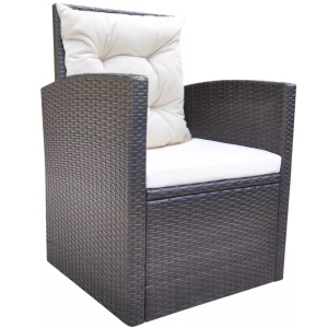 Set mobilier de exterior cu perne, 6 piese, maro, poliratan - Img 5