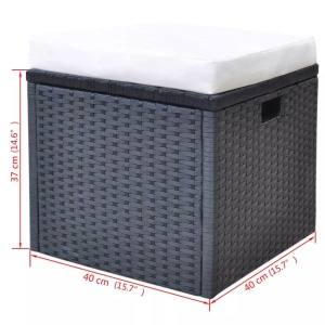 Set mobilier de exterior cu perne, 6 piese, negru, poliratan - Img 10