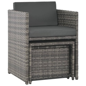 Set mobilier de exterior cu perne, 7 piese, gri, poliratan - Img 5
