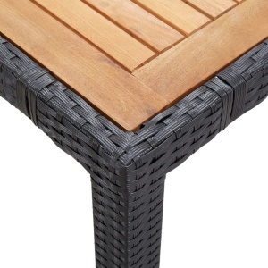 Set mobilier de exterior cu perne, 7 piese, negru, poliratan - Img 4