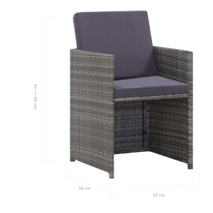 Set mobilier de exterior cu perne, 9 piese, antracit, poliratan - Img 9