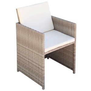 Set mobilier de exterior cu perne, 9 piese, bej, poliratan - Img 4