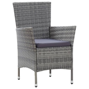 Set mobilier de exterior cu perne, 9 piese, gri, poliratan - Img 5