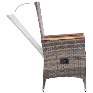Set mobilier de exterior cu perne, 9 piese, gri, poliratan - Img 9