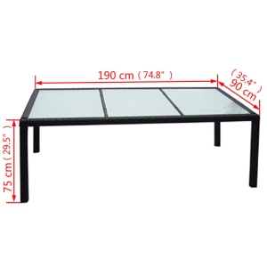 Set mobilier de exterior cu perne, 9 piese, negru, poliratan - Img 6