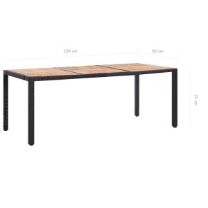 Set mobilier de exterior cu perne, 9 piese, negru, poliratan - Img 10