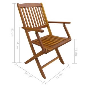 Set mobilier de exterior pliabil, 5 piese, lemn masiv de acacia - Img 9