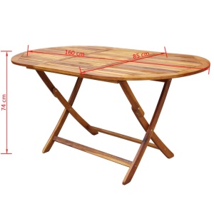 Set mobilier de exterior pliabil, 9 piese, lemn masiv de acacia - Img 10
