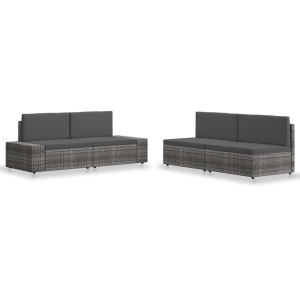 Set mobilier de grădină, 4 piese, gri, poliratan