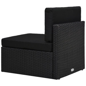 Set mobilier de grădină, 5 piese, negru, poliratan - Img 11