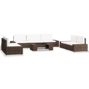Set mobilier de grădină, 8 piese, maro, poliratan