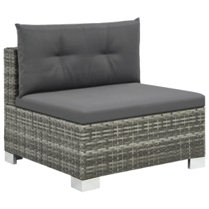 Set mobilier de grădină cu perne, 10 piese, gri, poliratan - Img 3