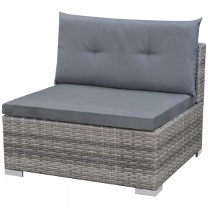 Set mobilier de grădină cu perne, 10 piese, gri, poliratan - Img 6