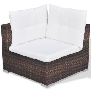 Set mobilier de grădină cu perne, 10 piese, maro, poliratan - Img 6