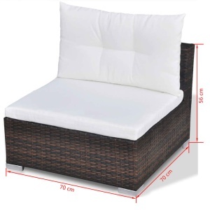 Set mobilier de grădină cu perne, 10 piese, maro, poliratan - Img 9