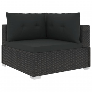 Set mobilier de grădină cu perne, 10 piese, negru, poliratan - Img 4