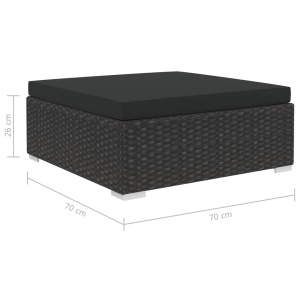 Set mobilier de grădină cu perne, 10 piese, negru, poliratan - Img 9