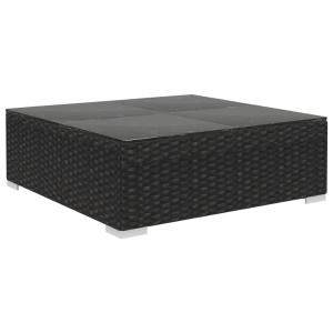 Set mobilier de grădină cu perne, 12 piese, negru, poliratan - Img 6