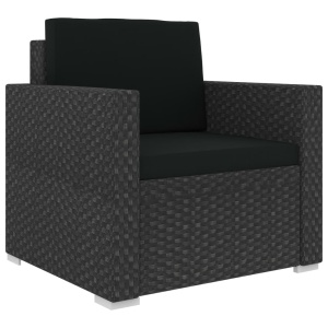 Set mobilier de grădină cu perne, 13 piese, negru, poliratan - Img 4