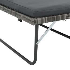 Set mobilier de grădină cu perne, 2 piese, gri, poliratan - Img 6
