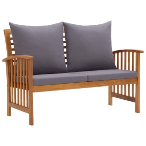 Set mobilier de grădină cu perne, 2 piese, lemn masiv de acacia - Img 4