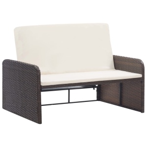 Set mobilier de grădină cu perne, 2 piese, maro, poliratan - Img 4