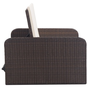 Set mobilier de grădină cu perne, 2 piese, maro, poliratan - Img 5