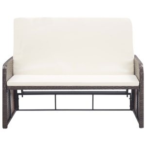 Set mobilier de grădină cu perne, 2 piese, maro, poliratan - Img 8