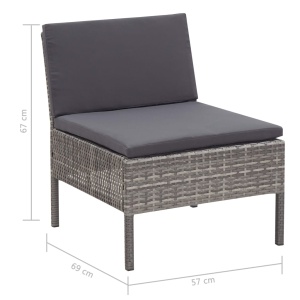 Set mobilier de grădină cu perne, 3 piese, gri, poliratan - Img 10