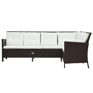 Set mobilier de grădină cu perne, 3 piese, maro, poliratan - Img 3