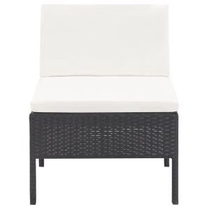 Set mobilier de grădină cu perne, 3 piese, negru, poliratan - Img 4