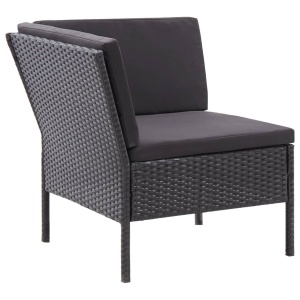 Set mobilier de grădină cu perne, 3 piese, negru, poliratan - Img 5