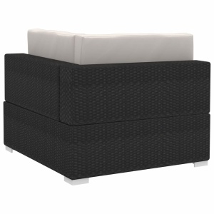 Set mobilier de grădină cu perne, 3 piese, negru, poliratan - Img 5