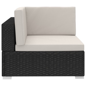 Set mobilier de grădină cu perne, 3 piese, negru, poliratan - Img 8