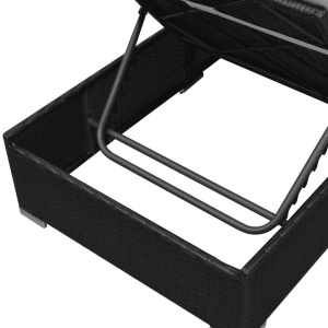 Set mobilier de grădină cu perne, 3 piese, negru, poliratan - Img 8