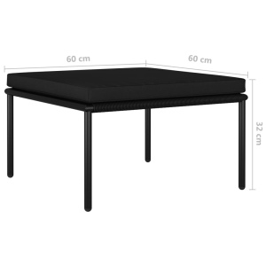 Set mobilier de grădină cu perne, 3 piese, negru, PVC - Img 10