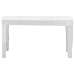 Set mobilier de grădină cu perne, 4 piese, alb, plastic - Img 9