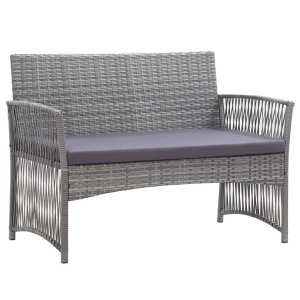 Set mobilier de grădină cu perne, 4 piese, antracit, poliratan - Img 7