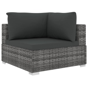 Set mobilier de grădină cu perne, 4 piese, gri, poliratan - Img 4