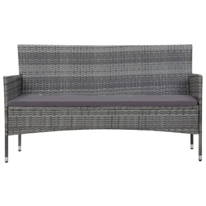 Set mobilier de grădină cu perne, 4 piese, gri, poliratan - Img 3