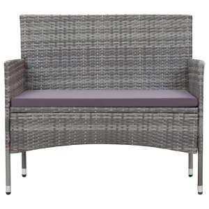 Set mobilier de grădină cu perne, 4 piese, gri, poliratan - Img 3