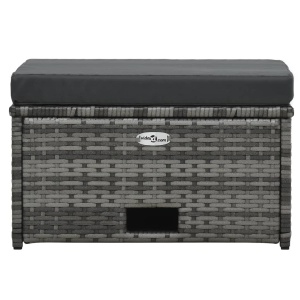 Set mobilier de grădină cu perne, 4 piese, gri, poliratan - Img 6