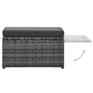 Set mobilier de grădină cu perne, 4 piese, gri, poliratan - Img 9