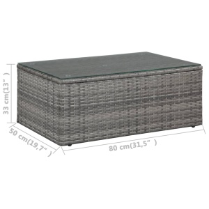 Set mobilier de grădină cu perne, 4 piese, gri, poliratan - Img 9