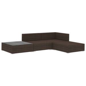 Set mobilier de grădină cu perne, 4 piese, maro, poliratan - Img 3