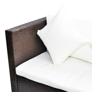 Set mobilier de grădină cu perne, 4 piese, maro, poliratan - Img 3